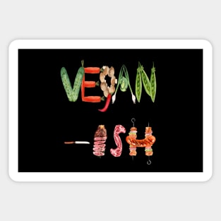 VEGAN - ISH  VEGETABLE AND MEAT TYPOGRAPHY ART DESIGN Sticker